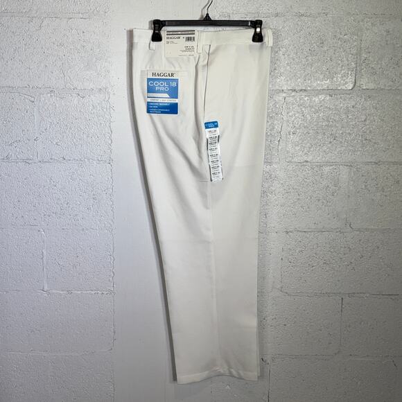 Haggar Men's 18 PRO Classic-Fit Expandable Waist Dress Pants White 42x29 $70 - Picture 3 of 10